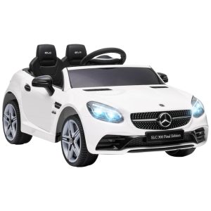AIYAPLAY Masina Electrica pentru Copii Licentiata Mercedes SLC 300 cu Telecomanda, din PP si Metal, 107x62.5x44 cm, Alba