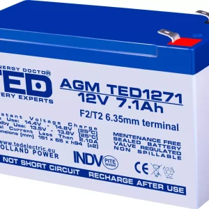 Acumulator AGM VRLA 12V 7.1A 151x65x95mm F2 TED Holland