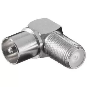 Adaptor coaxial TV 90 grade tata la F mama metal Goobay