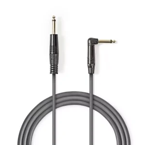 Cablu audio Jack mono 6.35 mm tata - 6.35 mm tata cotit 5m gri NEDIS