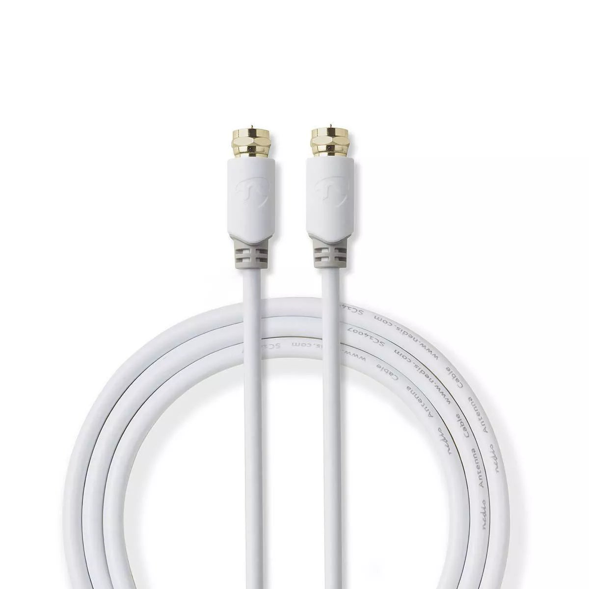 Cablu coaxial Nedis F tata - F tata 2m alb cupru dublu izolat - imagine 2
