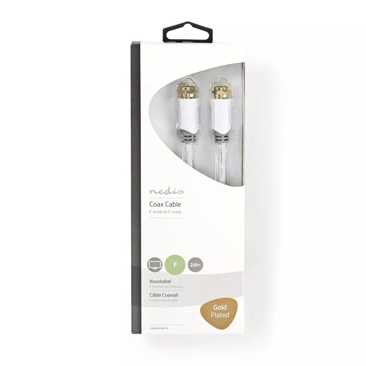 Cablu coaxial Nedis F tata - F tata 2m alb cupru dublu izolat - imagine 4