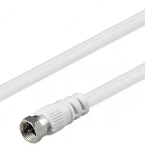 Cablu conexiune antena/ Satelit 1.5m F tata - Coaxial tata alb Goobay