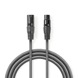 Cablu digital DMX 110 Ohm XLR 3 Pini tata - XLR 3 Pini mama 20m gri Nedis