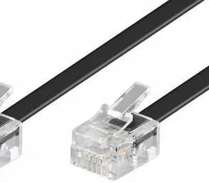 Cablu telefon mufat RJ11 6P4C 7/0.10 CCS negru 6m Well