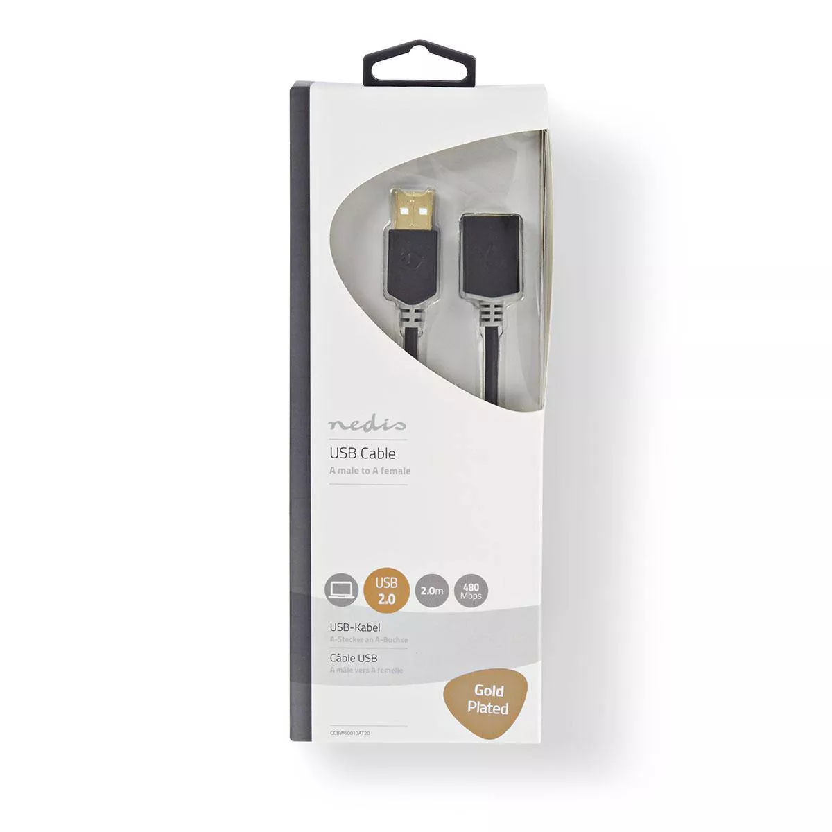 Cablu USB 2.0 A tata - USB A mama 2m Nedis - imagine 4
